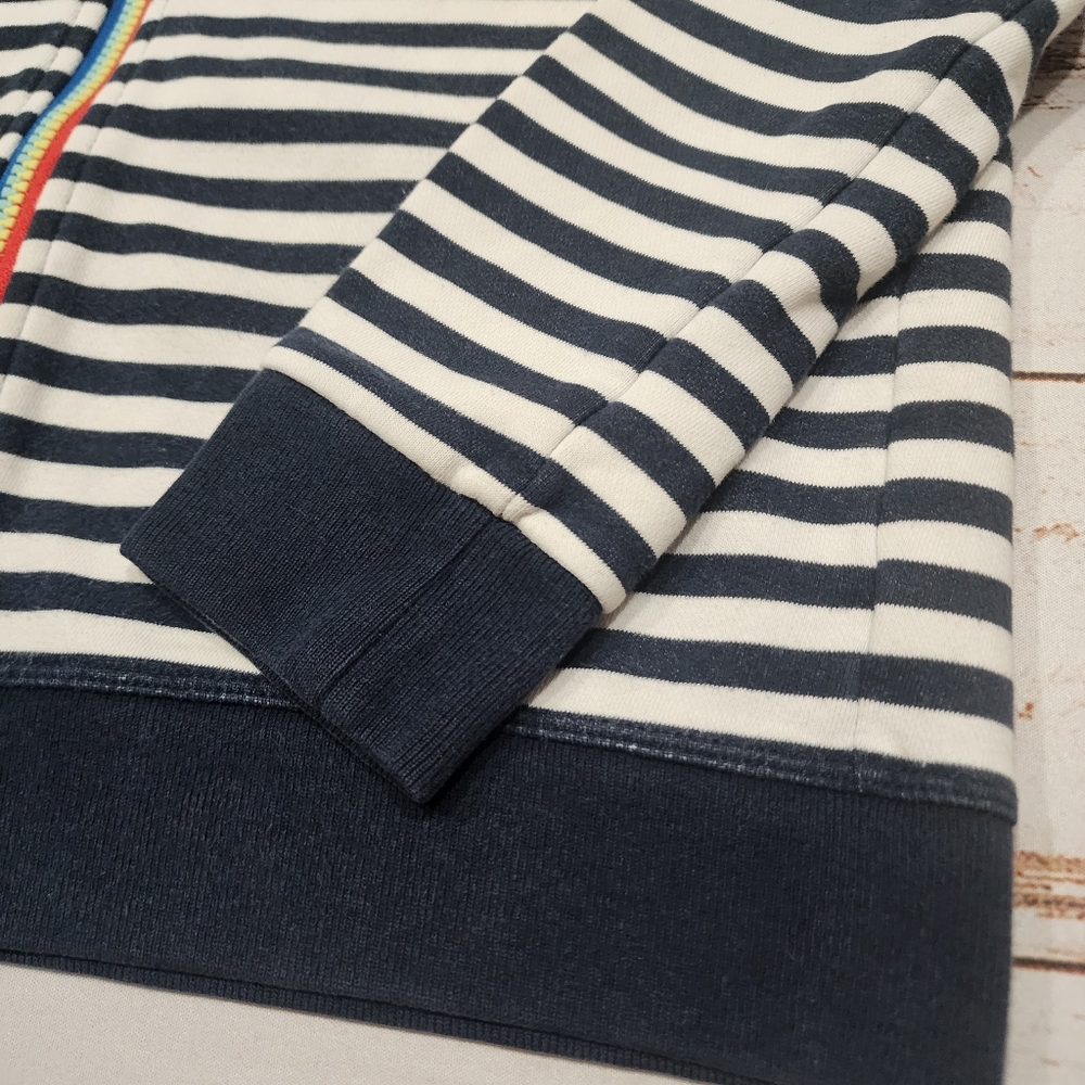 Crewcuts striped hoodie navy blue white rainbow zip up sweatshirt 8 - Picture 5 of 8
